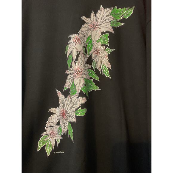 Logotel For Her 1980’s Sweatshirt POINSETTIAS Size Large - Picture 5 of 10